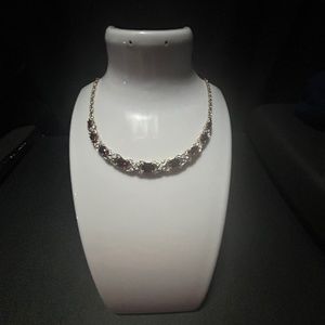14k Gold plate over 925 Sterling Silver Garnet and Diamond Necklace